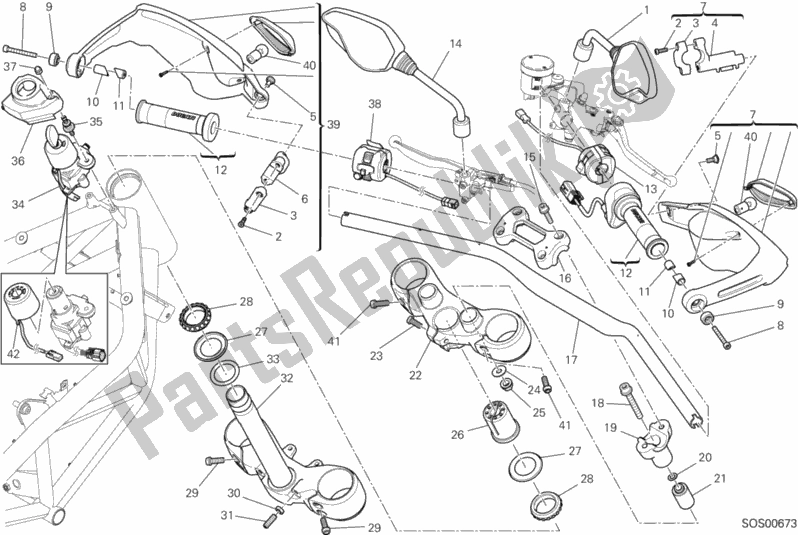 Todas las partes para Manillar Y Controles de Ducati Hypermotard SP 821 2013